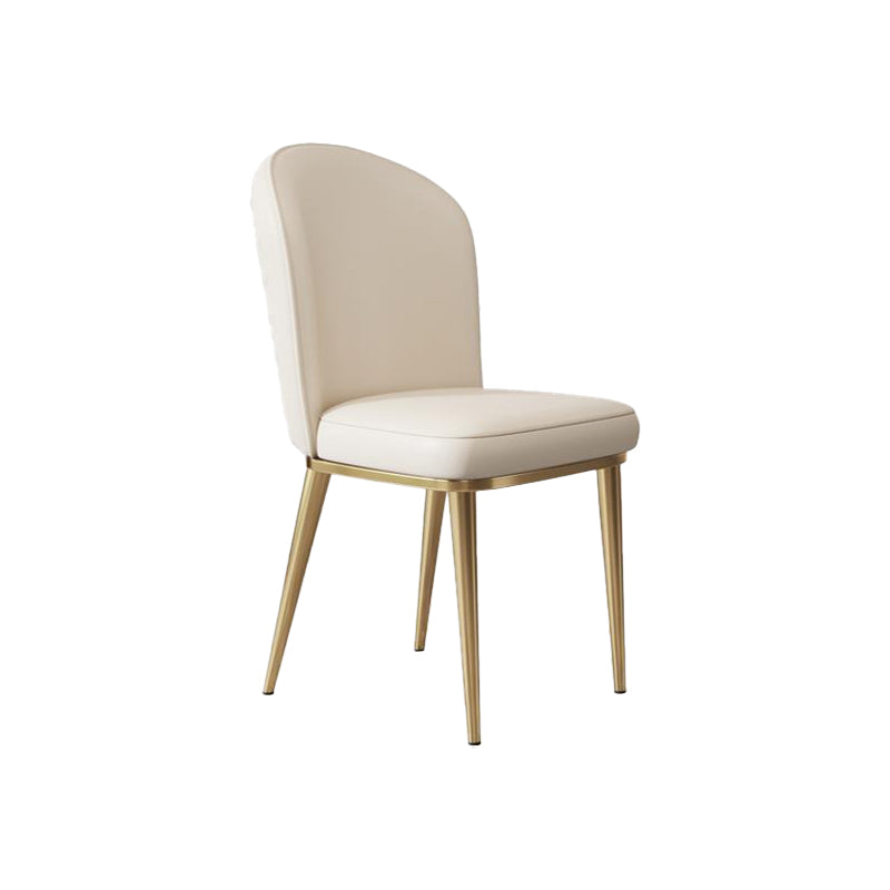 Glam Style Side Chair Leather Gold Frame Dining Chair for Home Off-White 1 Piece Clearhalo 'Dining Chairs' 'Dining Tables & Seating' 'dining_chair' 'furn' 'furn_dining_chair' 'Furniture' 'Kitchen & Dining Furniture' 7014214