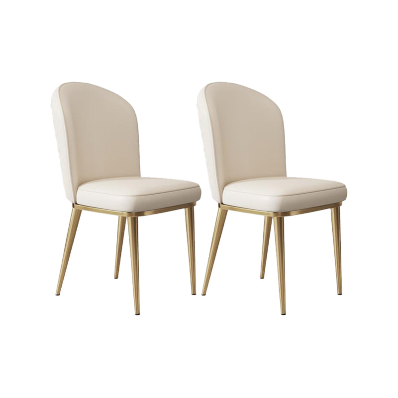 Glam Style Side Chair Leather Gold Frame Dining Chair for Home Off-White 2 Piece Set Clearhalo 'Dining Chairs' 'Dining Tables & Seating' 'dining_chair' 'furn' 'furn_dining_chair' 'Furniture' 'Kitchen & Dining Furniture' 7014215