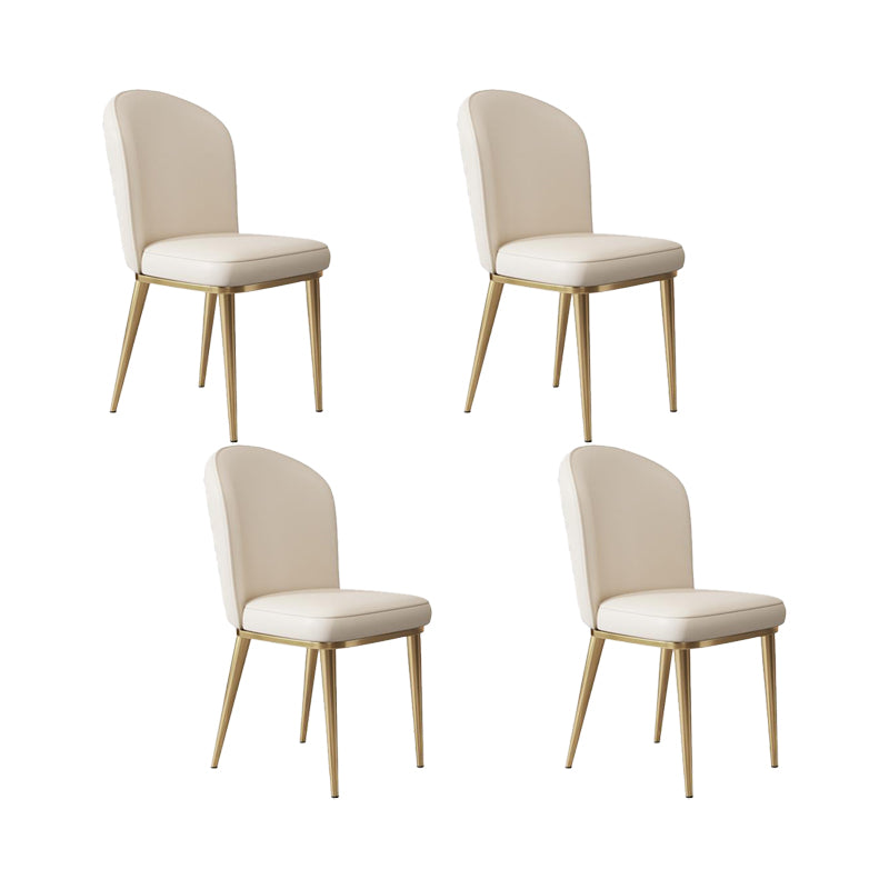 Glam Style Side Chair Leather Gold Frame Dining Chair for Home Off-White 4 Piece Set Clearhalo 'Dining Chairs' 'Dining Tables & Seating' 'dining_chair' 'furn' 'furn_dining_chair' 'Furniture' 'Kitchen & Dining Furniture' 7014218