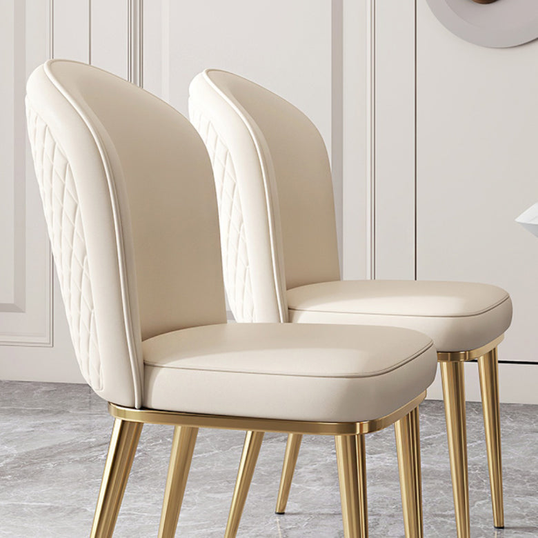 Glam Style Side Chair Leather Gold Frame Dining Chair for Home Clearhalo 'Dining Chairs' 'Dining Tables & Seating' 'dining_chair' 'furn' 'furn_dining_chair' 'Furniture' 'Kitchen & Dining Furniture' 7014223