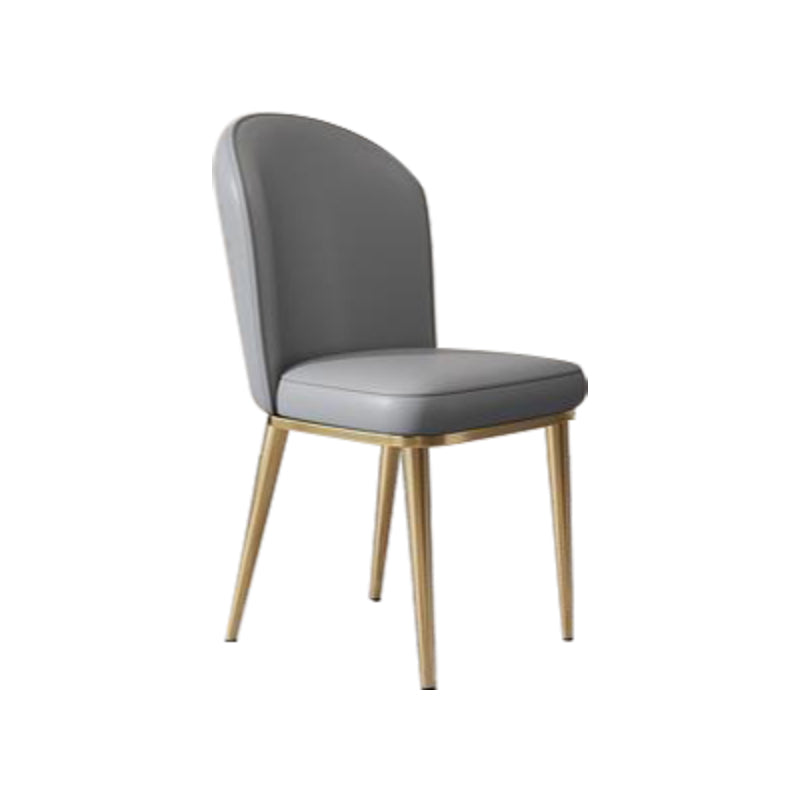 Glam Style Side Chair Leather Gold Frame Dining Chair for Home Grey 1 Piece Clearhalo 'Dining Chairs' 'Dining Tables & Seating' 'dining_chair' 'furn' 'furn_dining_chair' 'Furniture' 'Kitchen & Dining Furniture' 7014224