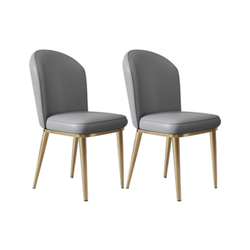 Glam Style Side Chair Leather Gold Frame Dining Chair for Home Grey 2 Piece Set Clearhalo 'Dining Chairs' 'Dining Tables & Seating' 'dining_chair' 'furn' 'furn_dining_chair' 'Furniture' 'Kitchen & Dining Furniture' 7014226