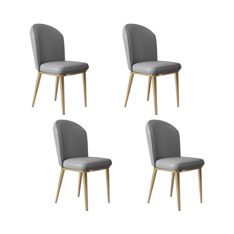 Glam Style Side Chair Leather Gold Frame Dining Chair for Home Grey 4 Piece Set Clearhalo 'Dining Chairs' 'Dining Tables & Seating' 'dining_chair' 'furn' 'furn_dining_chair' 'Furniture' 'Kitchen & Dining Furniture' 7014228