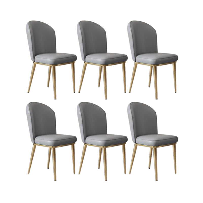 Glam Style Side Chair Leather Gold Frame Dining Chair for Home Grey 6 Piece Set Clearhalo 'Dining Chairs' 'Dining Tables & Seating' 'dining_chair' 'furn' 'furn_dining_chair' 'Furniture' 'Kitchen & Dining Furniture' 7014229