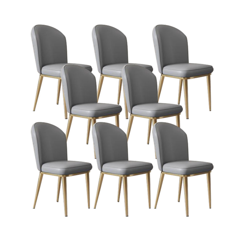 Glam Style Side Chair Leather Gold Frame Dining Chair for Home Grey 8 Piece Set Clearhalo 'Dining Chairs' 'Dining Tables & Seating' 'dining_chair' 'furn' 'furn_dining_chair' 'Furniture' 'Kitchen & Dining Furniture' 7014231