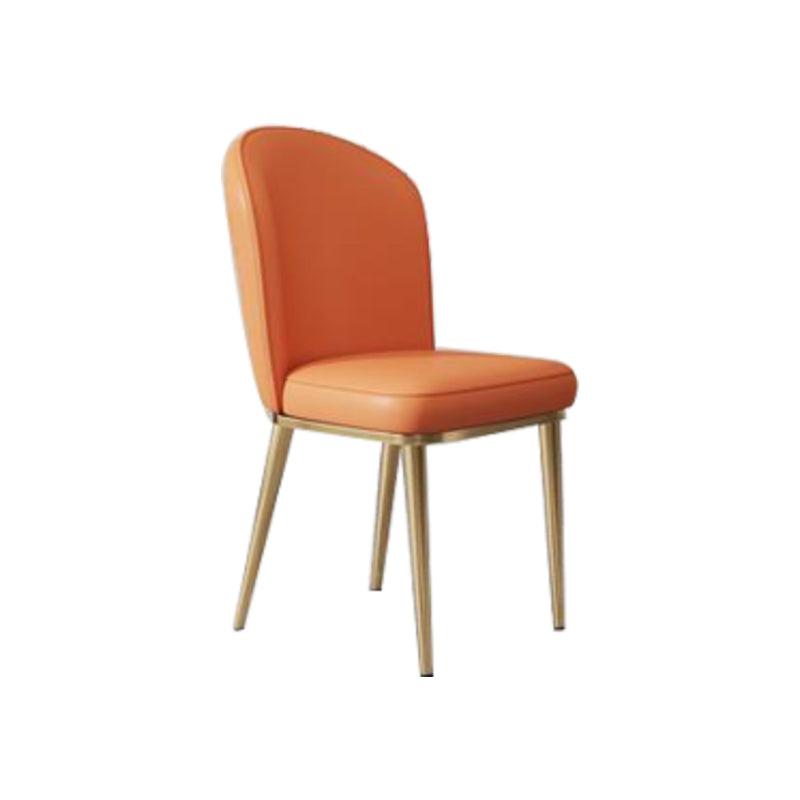 Glam Style Side Chair Leather Gold Frame Dining Chair for Home Orange 1 Piece Clearhalo 'Dining Chairs' 'Dining Tables & Seating' 'dining_chair' 'furn' 'furn_dining_chair' 'Furniture' 'Kitchen & Dining Furniture' 7014233