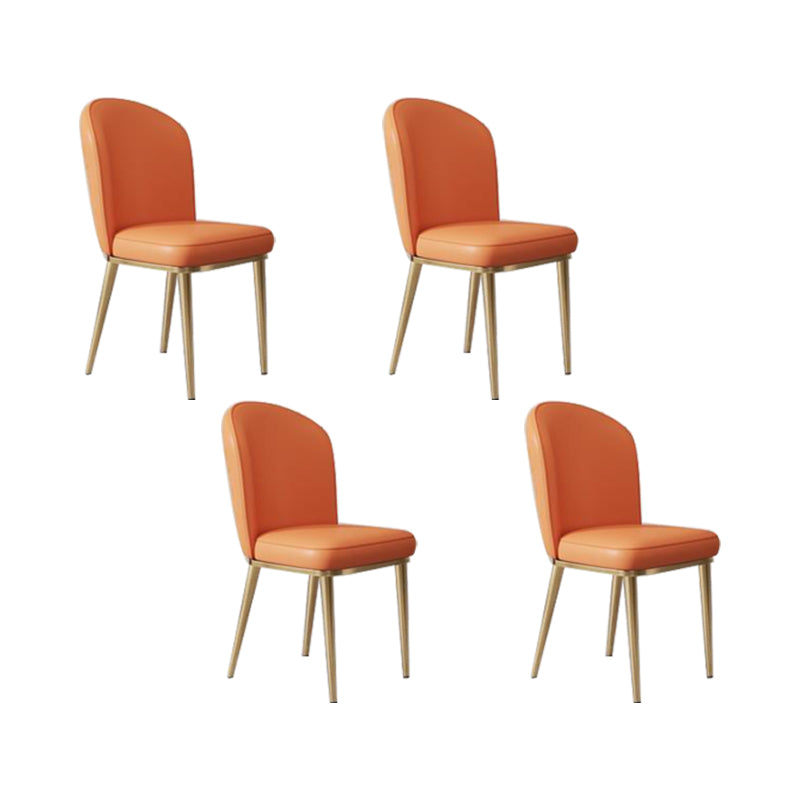 Glam Style Side Chair Leather Gold Frame Dining Chair for Home Orange 4 Piece Set Clearhalo 'Dining Chairs' 'Dining Tables & Seating' 'dining_chair' 'furn' 'furn_dining_chair' 'Furniture' 'Kitchen & Dining Furniture' 7014235