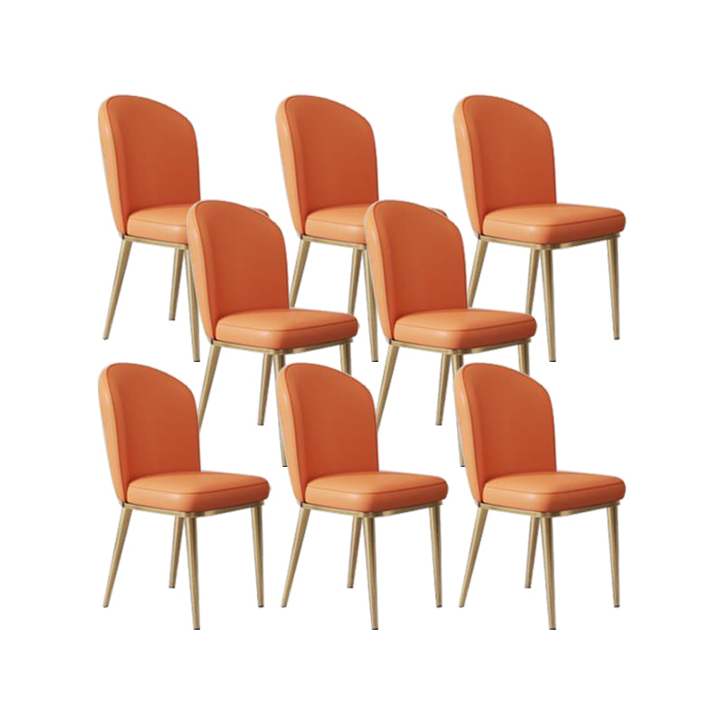 Glam Style Side Chair Leather Gold Frame Dining Chair for Home Orange 8 Piece Set Clearhalo 'Dining Chairs' 'Dining Tables & Seating' 'dining_chair' 'furn' 'furn_dining_chair' 'Furniture' 'Kitchen & Dining Furniture' 7014237