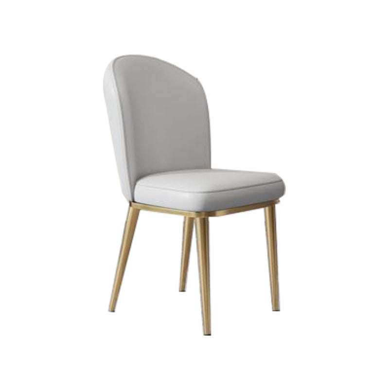 Glam Style Side Chair Leather Gold Frame Dining Chair for Home Light Gray 1 Piece Clearhalo 'Dining Chairs' 'Dining Tables & Seating' 'dining_chair' 'furn' 'furn_dining_chair' 'Furniture' 'Kitchen & Dining Furniture' 7014238