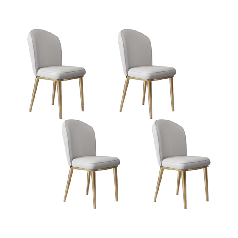Glam Style Side Chair Leather Gold Frame Dining Chair for Home Light Gray 4 Piece Set Clearhalo 'Dining Chairs' 'Dining Tables & Seating' 'dining_chair' 'furn' 'furn_dining_chair' 'Furniture' 'Kitchen & Dining Furniture' 7014240
