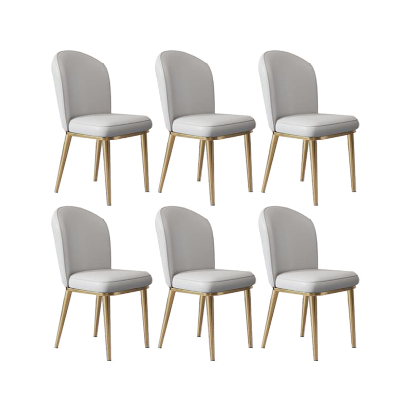 Glam Style Side Chair Leather Gold Frame Dining Chair for Home Light Gray 6 Piece Set Clearhalo 'Dining Chairs' 'Dining Tables & Seating' 'dining_chair' 'furn' 'furn_dining_chair' 'Furniture' 'Kitchen & Dining Furniture' 7014241