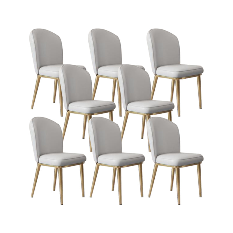 Glam Style Side Chair Leather Gold Frame Dining Chair for Home Light Gray 8 Piece Set Clearhalo 'Dining Chairs' 'Dining Tables & Seating' 'dining_chair' 'furn' 'furn_dining_chair' 'Furniture' 'Kitchen & Dining Furniture' 7014242