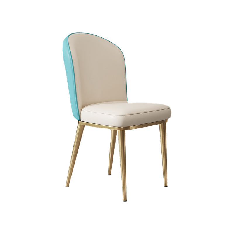 Glam Style Side Chair Leather Gold Frame Dining Chair for Home Lake Blue-White 1 Piece Clearhalo 'Dining Chairs' 'Dining Tables & Seating' 'dining_chair' 'furn' 'furn_dining_chair' 'Furniture' 'Kitchen & Dining Furniture' 7014243