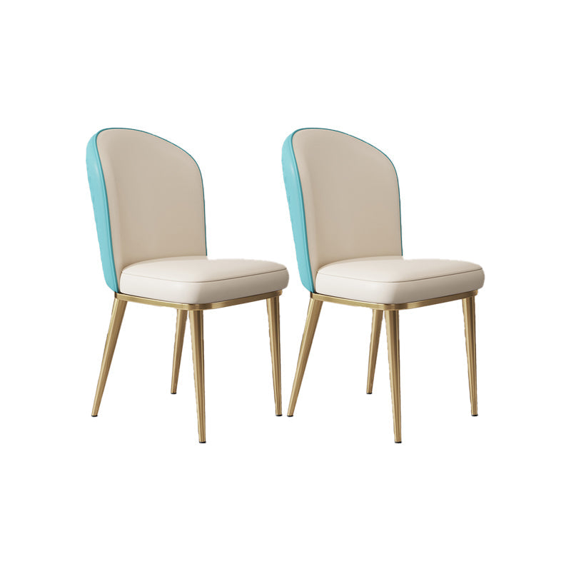 Glam Style Side Chair Leather Gold Frame Dining Chair for Home Lake Blue-White 2 Piece Set Clearhalo 'Dining Chairs' 'Dining Tables & Seating' 'dining_chair' 'furn' 'furn_dining_chair' 'Furniture' 'Kitchen & Dining Furniture' 7014244
