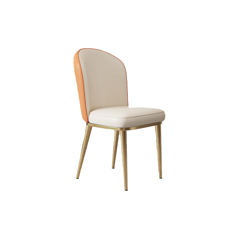 Glam Style Side Chair Leather Gold Frame Dining Chair for Home Orange White 1 Piece Clearhalo 'Dining Chairs' 'Dining Tables & Seating' 'dining_chair' 'furn' 'furn_dining_chair' 'Furniture' 'Kitchen & Dining Furniture' 7014248