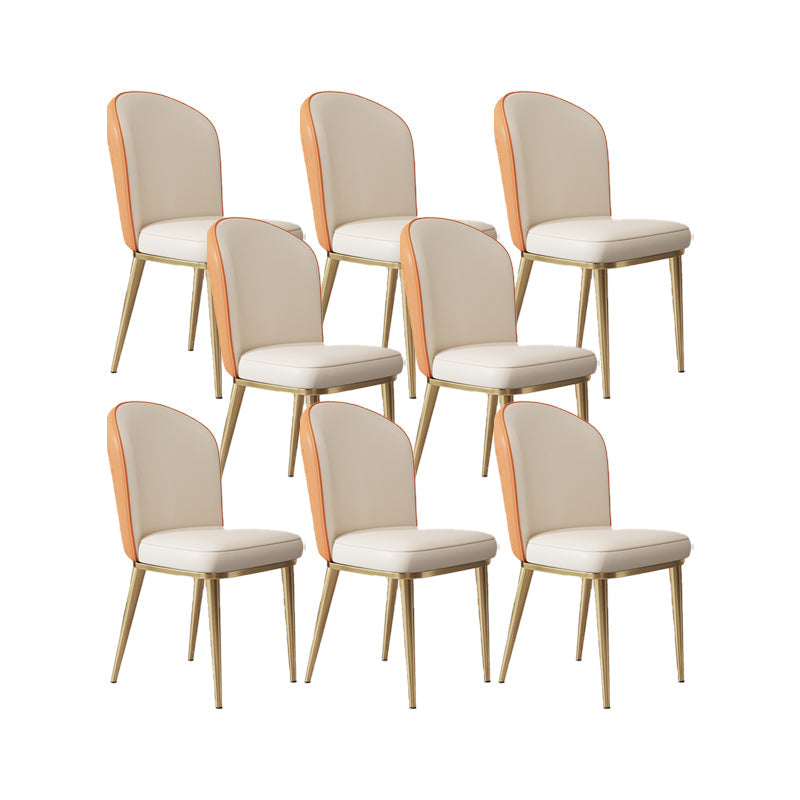 Glam Style Side Chair Leather Gold Frame Dining Chair for Home Orange White 8 Piece Set Clearhalo 'Dining Chairs' 'Dining Tables & Seating' 'dining_chair' 'furn' 'furn_dining_chair' 'Furniture' 'Kitchen & Dining Furniture' 7014252