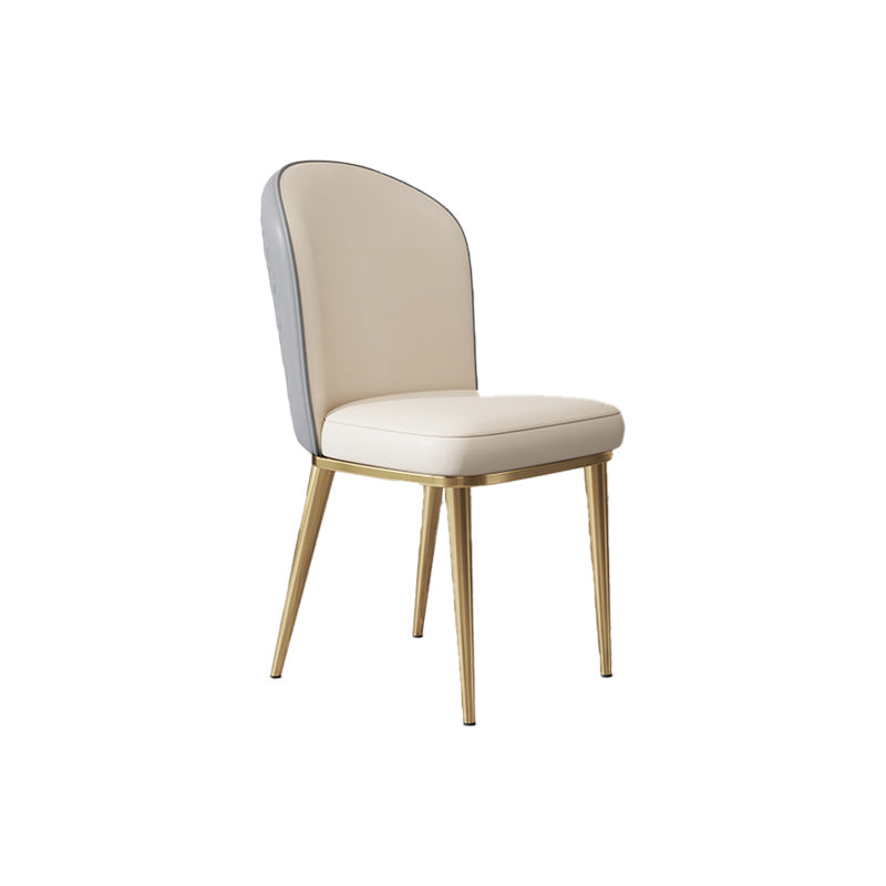 Glam Style Side Chair Leather Gold Frame Dining Chair for Home Gray-White 1 Piece Clearhalo 'Dining Chairs' 'Dining Tables & Seating' 'dining_chair' 'furn' 'furn_dining_chair' 'Furniture' 'Kitchen & Dining Furniture' 7014253