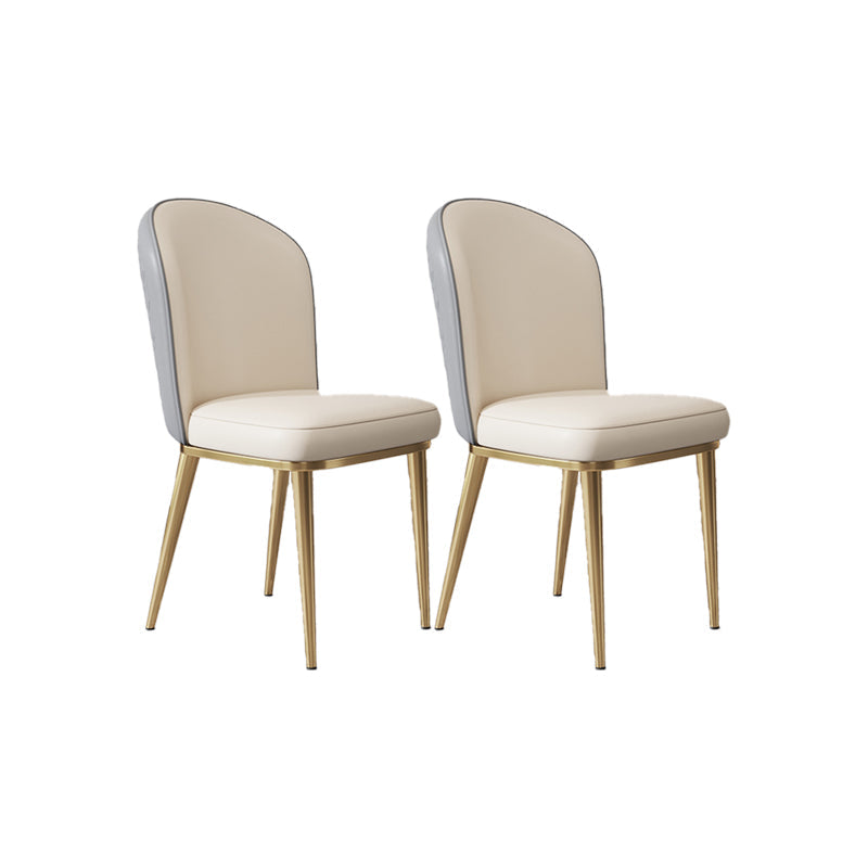 Glam Style Side Chair Leather Gold Frame Dining Chair for Home Gray-White 2 Piece Set Clearhalo 'Dining Chairs' 'Dining Tables & Seating' 'dining_chair' 'furn' 'furn_dining_chair' 'Furniture' 'Kitchen & Dining Furniture' 7014254
