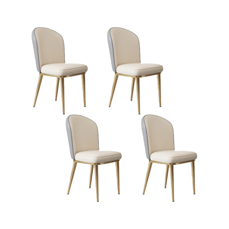 Glam Style Side Chair Leather Gold Frame Dining Chair for Home Gray-White 4 Piece Set Clearhalo 'Dining Chairs' 'Dining Tables & Seating' 'dining_chair' 'furn' 'furn_dining_chair' 'Furniture' 'Kitchen & Dining Furniture' 7014255