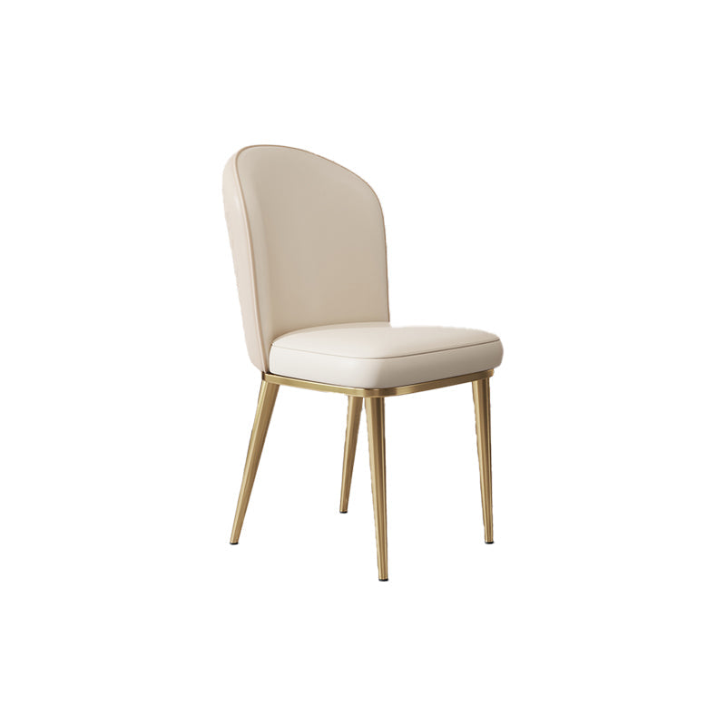 Glam Style Side Chair Leather Gold Frame Dining Chair for Home Yellow White 1 Piece Clearhalo 'Dining Chairs' 'Dining Tables & Seating' 'dining_chair' 'furn' 'furn_dining_chair' 'Furniture' 'Kitchen & Dining Furniture' 7014258