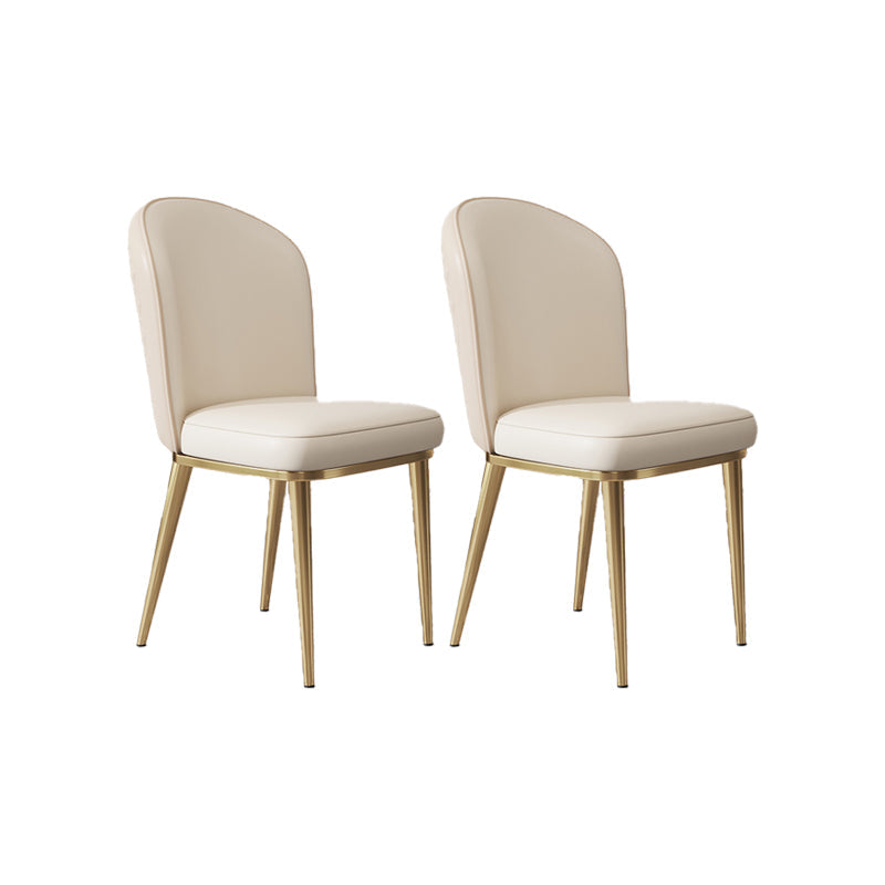 Glam Style Side Chair Leather Gold Frame Dining Chair for Home Yellow White 2 Piece Set Clearhalo 'Dining Chairs' 'Dining Tables & Seating' 'dining_chair' 'furn' 'furn_dining_chair' 'Furniture' 'Kitchen & Dining Furniture' 7014259