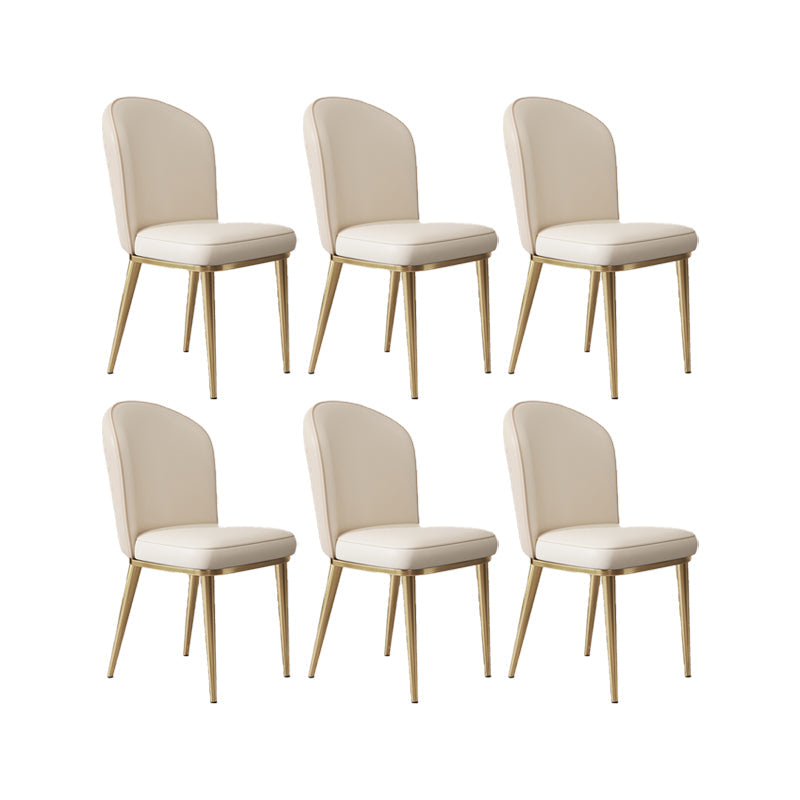 Glam Style Side Chair Leather Gold Frame Dining Chair for Home Yellow White 6 Piece Set Clearhalo 'Dining Chairs' 'Dining Tables & Seating' 'dining_chair' 'furn' 'furn_dining_chair' 'Furniture' 'Kitchen & Dining Furniture' 7014261