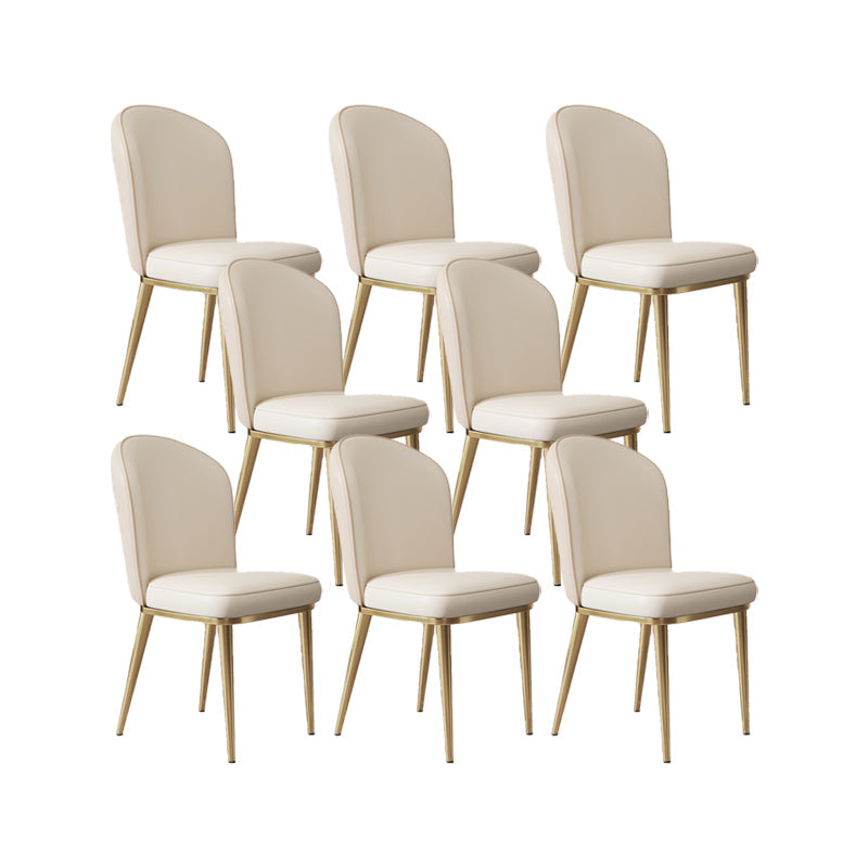 Glam Style Side Chair Leather Gold Frame Dining Chair for Home Yellow White 8 Piece Set Clearhalo 'Dining Chairs' 'Dining Tables & Seating' 'dining_chair' 'furn' 'furn_dining_chair' 'Furniture' 'Kitchen & Dining Furniture' 7014262