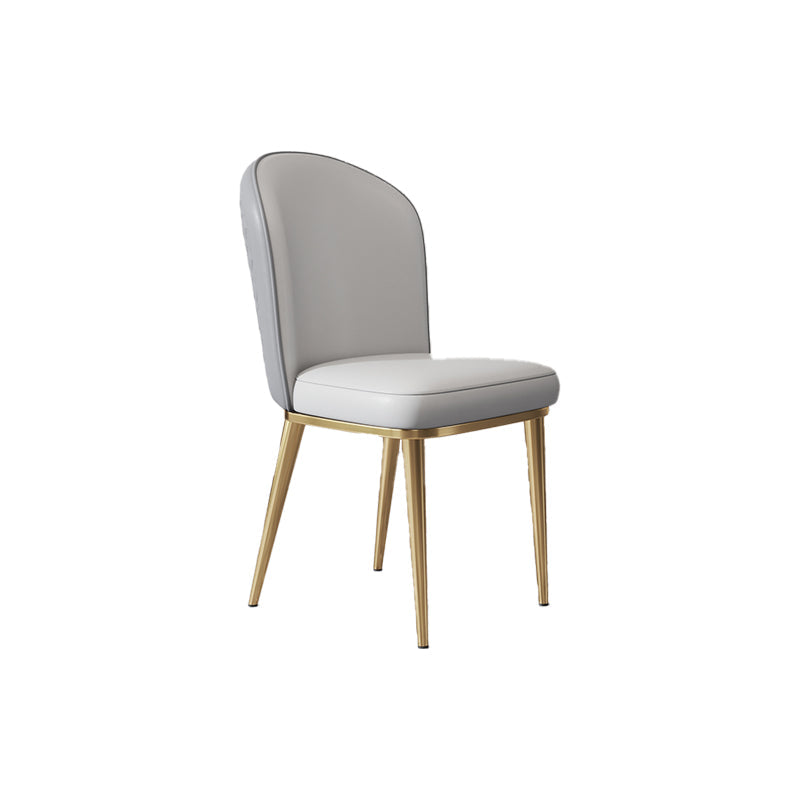 Glam Style Side Chair Leather Gold Frame Dining Chair for Home Dark Grey Light Grey 1 Piece Clearhalo 'Dining Chairs' 'Dining Tables & Seating' 'dining_chair' 'furn' 'furn_dining_chair' 'Furniture' 'Kitchen & Dining Furniture' 7014263