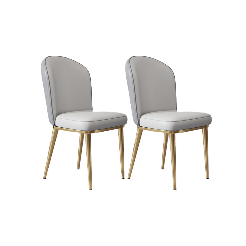 Glam Style Side Chair Leather Gold Frame Dining Chair for Home Dark Grey Light Grey 2 Piece Set Clearhalo 'Dining Chairs' 'Dining Tables & Seating' 'dining_chair' 'furn' 'furn_dining_chair' 'Furniture' 'Kitchen & Dining Furniture' 7014264