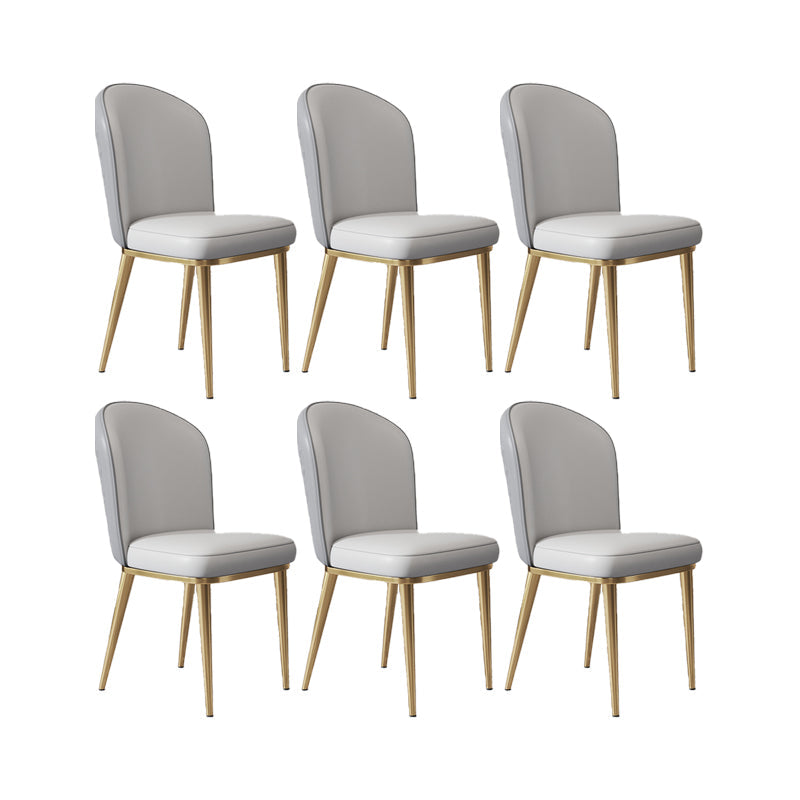 Glam Style Side Chair Leather Gold Frame Dining Chair for Home Dark Grey Light Grey 6 Piece Set Clearhalo 'Dining Chairs' 'Dining Tables & Seating' 'dining_chair' 'furn' 'furn_dining_chair' 'Furniture' 'Kitchen & Dining Furniture' 7014266