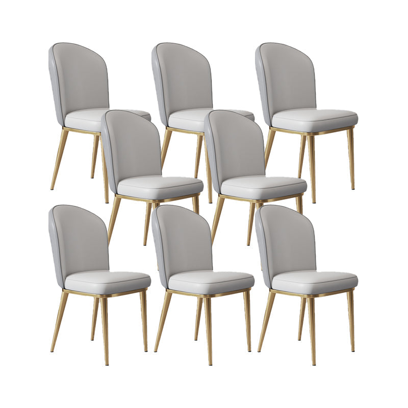 Glam Style Side Chair Leather Gold Frame Dining Chair for Home Dark Grey Light Grey 8 Piece Set Clearhalo 'Dining Chairs' 'Dining Tables & Seating' 'dining_chair' 'furn' 'furn_dining_chair' 'Furniture' 'Kitchen & Dining Furniture' 7014267