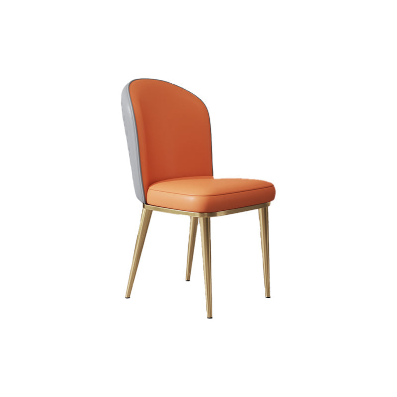 Glam Style Side Chair Leather Gold Frame Dining Chair for Home Gray-Orange 1 Piece Clearhalo 'Dining Chairs' 'Dining Tables & Seating' 'dining_chair' 'furn' 'furn_dining_chair' 'Furniture' 'Kitchen & Dining Furniture' 7014268