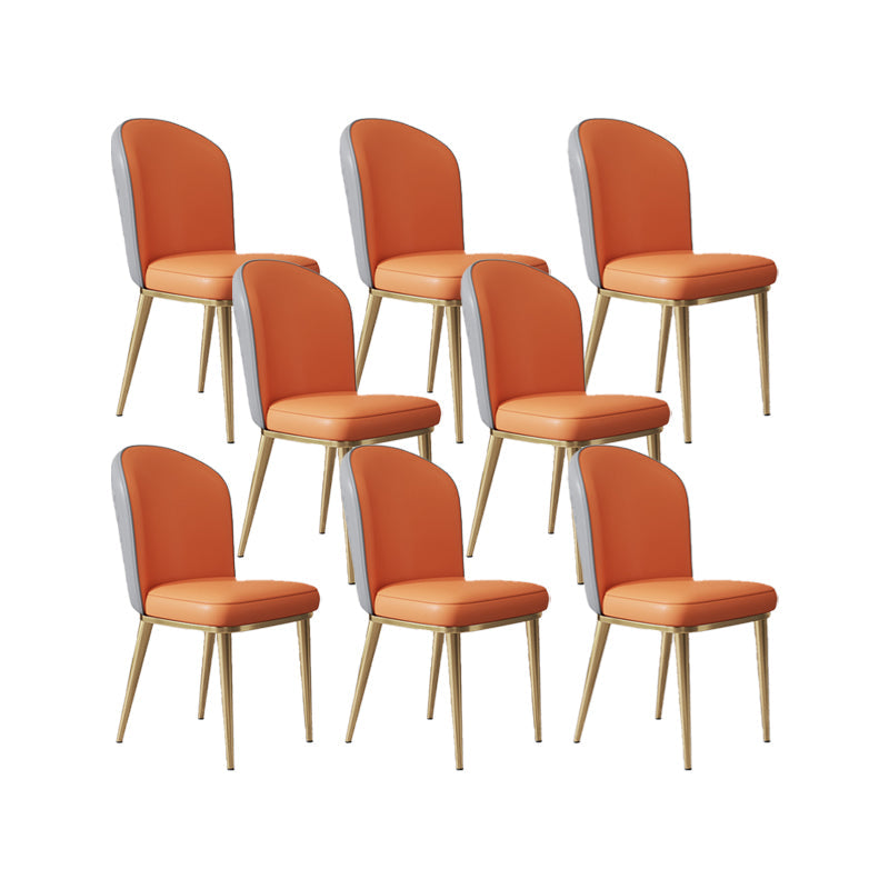 Glam Style Side Chair Leather Gold Frame Dining Chair for Home Gray-Orange 8 Piece Set Clearhalo 'Dining Chairs' 'Dining Tables & Seating' 'dining_chair' 'furn' 'furn_dining_chair' 'Furniture' 'Kitchen & Dining Furniture' 7014272
