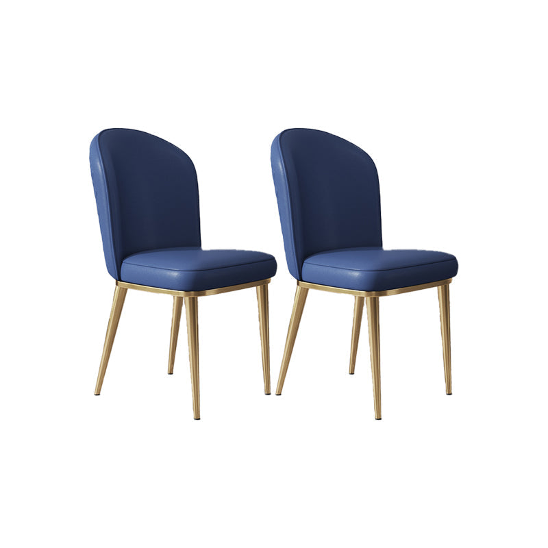 Glam Style Side Chair Leather Gold Frame Dining Chair for Home Royal Blue 2 Piece Set Clearhalo 'Dining Chairs' 'Dining Tables & Seating' 'dining_chair' 'furn' 'furn_dining_chair' 'Furniture' 'Kitchen & Dining Furniture' 7014274