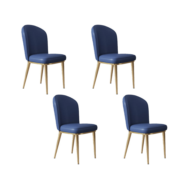 Glam Style Side Chair Leather Gold Frame Dining Chair for Home Royal Blue 4 Piece Set Clearhalo 'Dining Chairs' 'Dining Tables & Seating' 'dining_chair' 'furn' 'furn_dining_chair' 'Furniture' 'Kitchen & Dining Furniture' 7014275