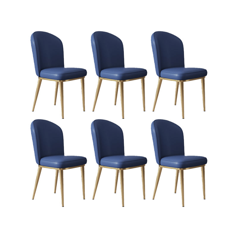 Glam Style Side Chair Leather Gold Frame Dining Chair for Home Royal Blue 6 Piece Set Clearhalo 'Dining Chairs' 'Dining Tables & Seating' 'dining_chair' 'furn' 'furn_dining_chair' 'Furniture' 'Kitchen & Dining Furniture' 7014276
