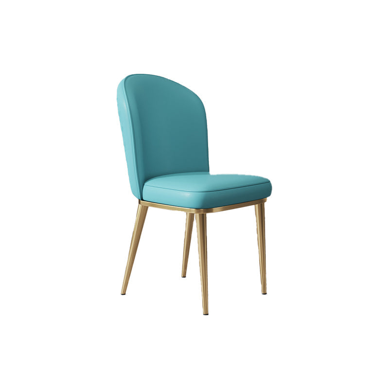 Glam Style Side Chair Leather Gold Frame Dining Chair for Home Lake Blue 1 Piece Clearhalo 'Dining Chairs' 'Dining Tables & Seating' 'dining_chair' 'furn' 'furn_dining_chair' 'Furniture' 'Kitchen & Dining Furniture' 7014278
