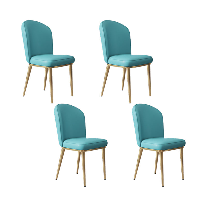 Glam Style Side Chair Leather Gold Frame Dining Chair for Home Lake Blue 4 Piece Set Clearhalo 'Dining Chairs' 'Dining Tables & Seating' 'dining_chair' 'furn' 'furn_dining_chair' 'Furniture' 'Kitchen & Dining Furniture' 7014280
