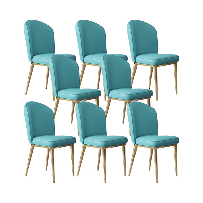Glam Style Side Chair Leather Gold Frame Dining Chair for Home Lake Blue 8 Piece Set Clearhalo 'Dining Chairs' 'Dining Tables & Seating' 'dining_chair' 'furn' 'furn_dining_chair' 'Furniture' 'Kitchen & Dining Furniture' 7014282