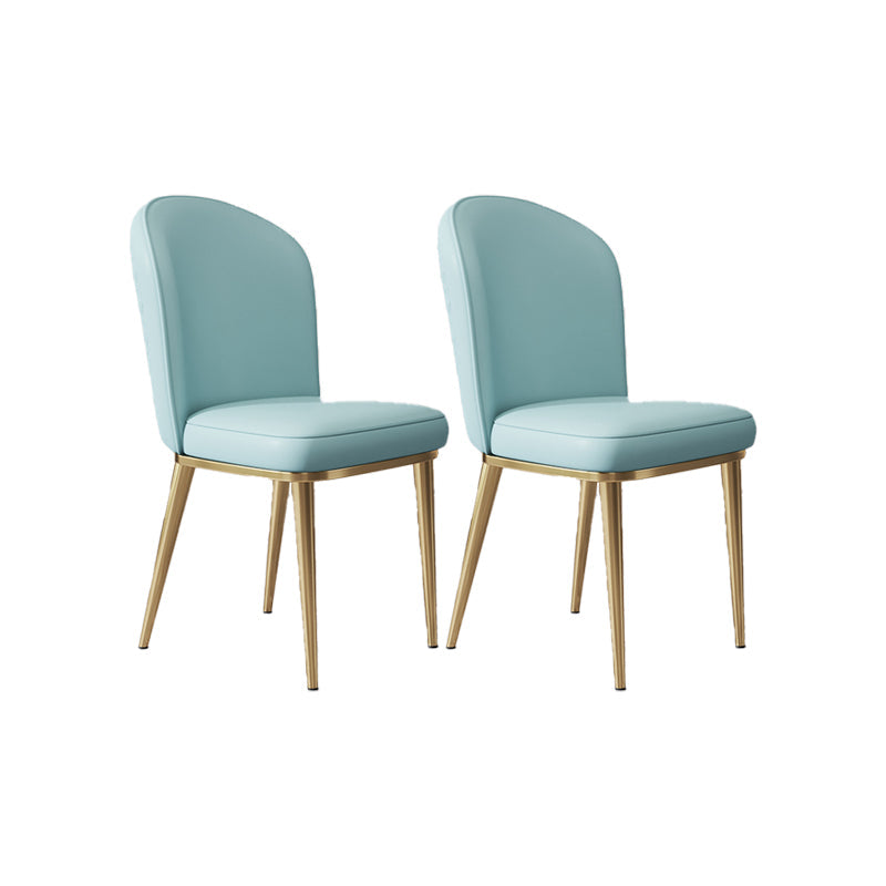 Glam Style Side Chair Leather Gold Frame Dining Chair for Home Airy Blue 2 Piece Set Clearhalo 'Dining Chairs' 'Dining Tables & Seating' 'dining_chair' 'furn' 'furn_dining_chair' 'Furniture' 'Kitchen & Dining Furniture' 7014284