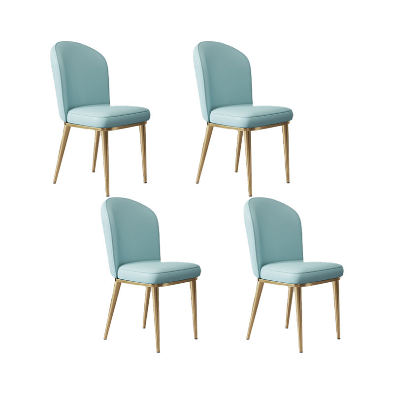 Glam Style Side Chair Leather Gold Frame Dining Chair for Home Airy Blue 4 Piece Set Clearhalo 'Dining Chairs' 'Dining Tables & Seating' 'dining_chair' 'furn' 'furn_dining_chair' 'Furniture' 'Kitchen & Dining Furniture' 7014285