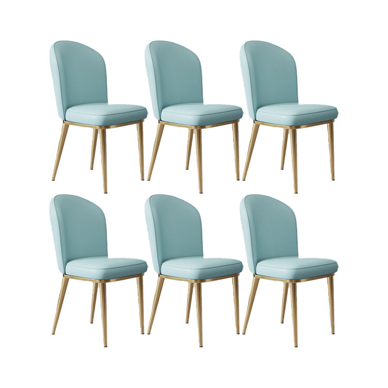 Glam Style Side Chair Leather Gold Frame Dining Chair for Home Airy Blue 6 Piece Set Clearhalo 'Dining Chairs' 'Dining Tables & Seating' 'dining_chair' 'furn' 'furn_dining_chair' 'Furniture' 'Kitchen & Dining Furniture' 7014286