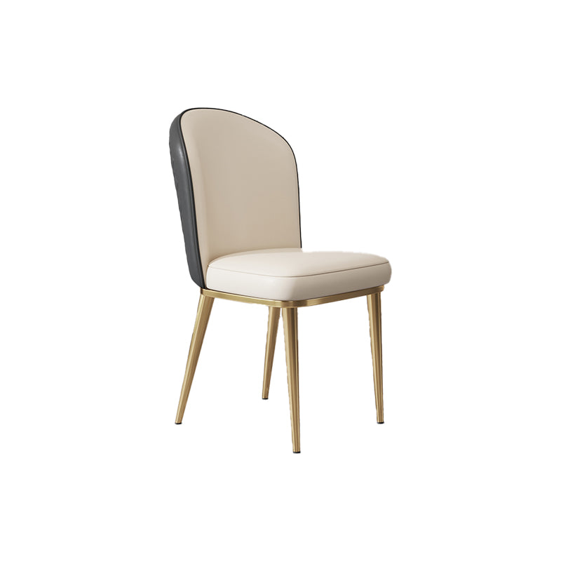 Glam Style Side Chair Leather Gold Frame Dining Chair for Home Black-White 1 Piece Clearhalo 'Dining Chairs' 'Dining Tables & Seating' 'dining_chair' 'furn' 'furn_dining_chair' 'Furniture' 'Kitchen & Dining Furniture' 7014288