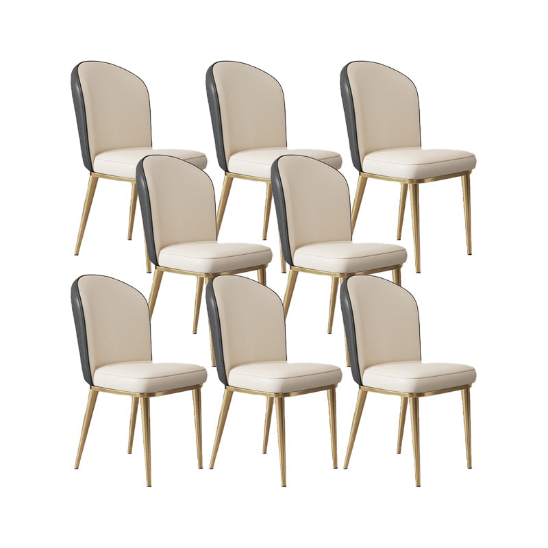 Glam Style Side Chair Leather Gold Frame Dining Chair for Home Black-White 8 Piece Set Clearhalo 'Dining Chairs' 'Dining Tables & Seating' 'dining_chair' 'furn' 'furn_dining_chair' 'Furniture' 'Kitchen & Dining Furniture' 7014292
