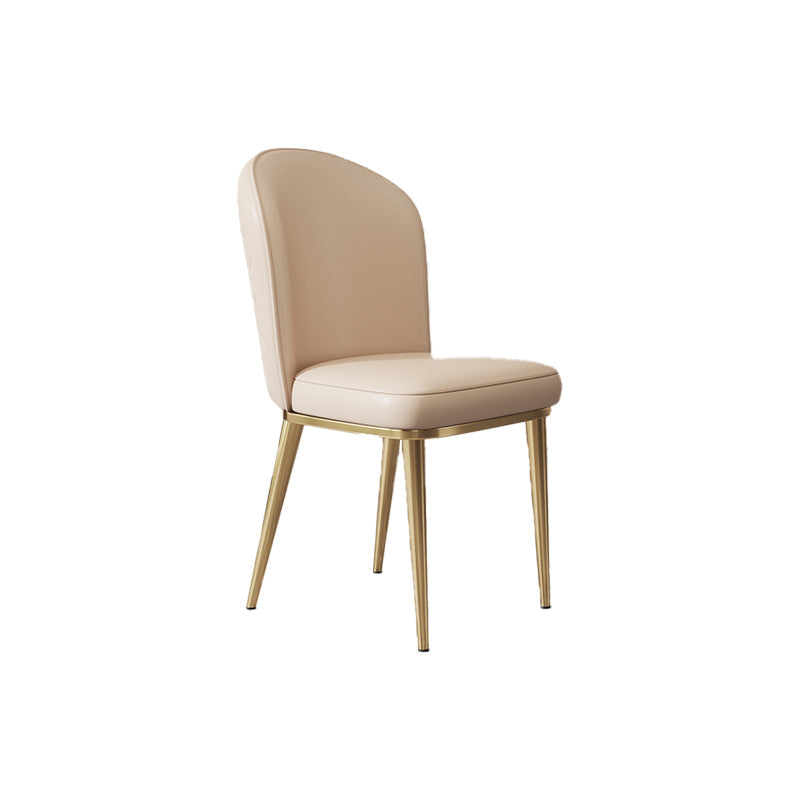 Glam Style Side Chair Leather Gold Frame Dining Chair for Home Khaki 1 Piece Clearhalo 'Dining Chairs' 'Dining Tables & Seating' 'dining_chair' 'furn' 'furn_dining_chair' 'Furniture' 'Kitchen & Dining Furniture' 7014293