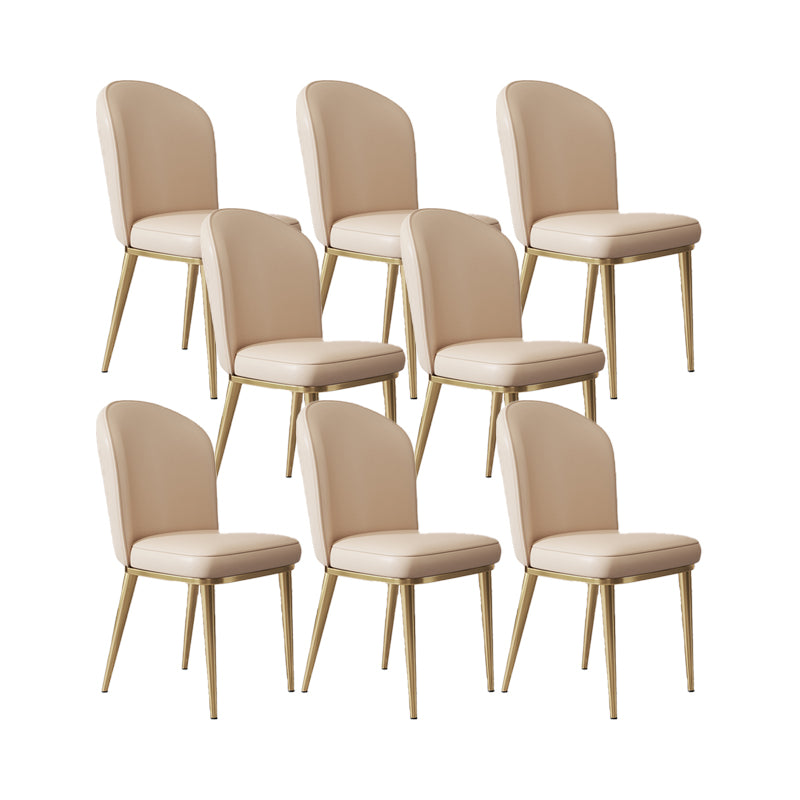 Glam Style Side Chair Leather Gold Frame Dining Chair for Home Khaki 8 Piece Set Clearhalo 'Dining Chairs' 'Dining Tables & Seating' 'dining_chair' 'furn' 'furn_dining_chair' 'Furniture' 'Kitchen & Dining Furniture' 7014297