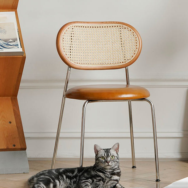 Industrial Dining Chair Leather Metal Base Dining Chair for Home Clearhalo 'Dining Chairs' 'Dining Tables & Seating' 'dining_chair' 'furn' 'furn_dining_chair' 'Furniture' 'Kitchen & Dining Furniture' 7014400