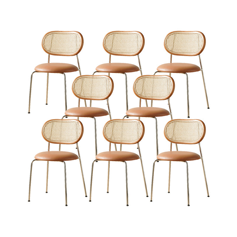 Industrial Dining Chair Leather Metal Base Dining Chair for Home Brown Faux Leather 8 Piece Set Clearhalo 'Dining Chairs' 'Dining Tables & Seating' 'dining_chair' 'furn' 'furn_dining_chair' 'Furniture' 'Kitchen & Dining Furniture' 7014408