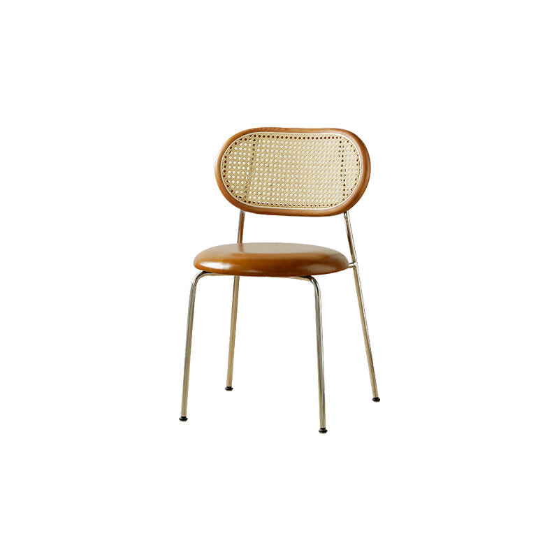 Industrial Dining Chair Leather Metal Base Dining Chair for Home Brown Genuine Leather 1 Piece Clearhalo 'Dining Chairs' 'Dining Tables & Seating' 'dining_chair' 'furn' 'furn_dining_chair' 'Furniture' 'Kitchen & Dining Furniture' 7014420