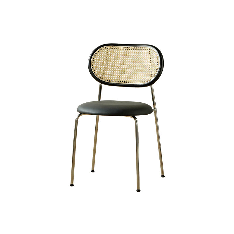 Industrial Dining Chair Leather Metal Base Dining Chair for Home Black Faux Leather 1 Piece Clearhalo 'Dining Chairs' 'Dining Tables & Seating' 'dining_chair' 'furn' 'furn_dining_chair' 'Furniture' 'Kitchen & Dining Furniture' 7014425